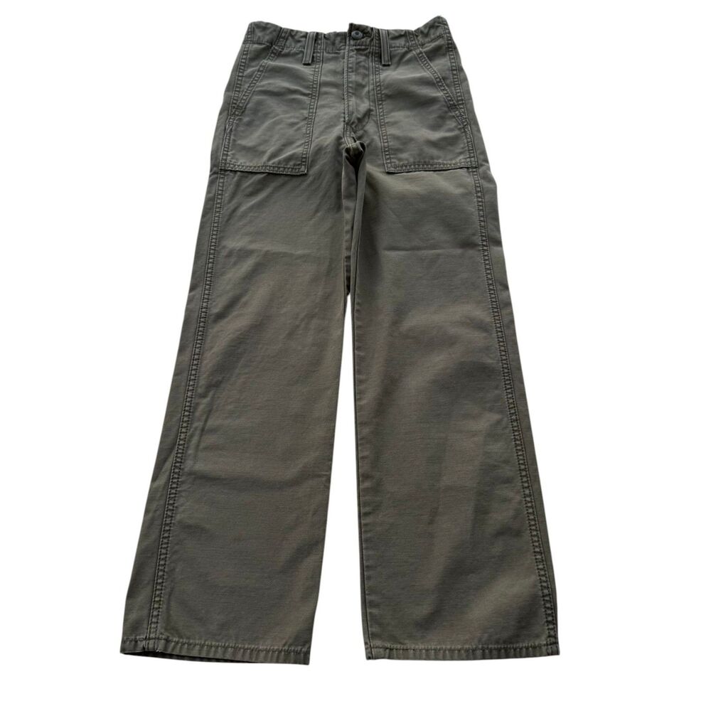 Levi's Ribcage Straight Pants Womens 25x27 Olive High Rise Utility Wide Leg